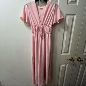 See You Monday Midi Dress with string Waist color pink size S
